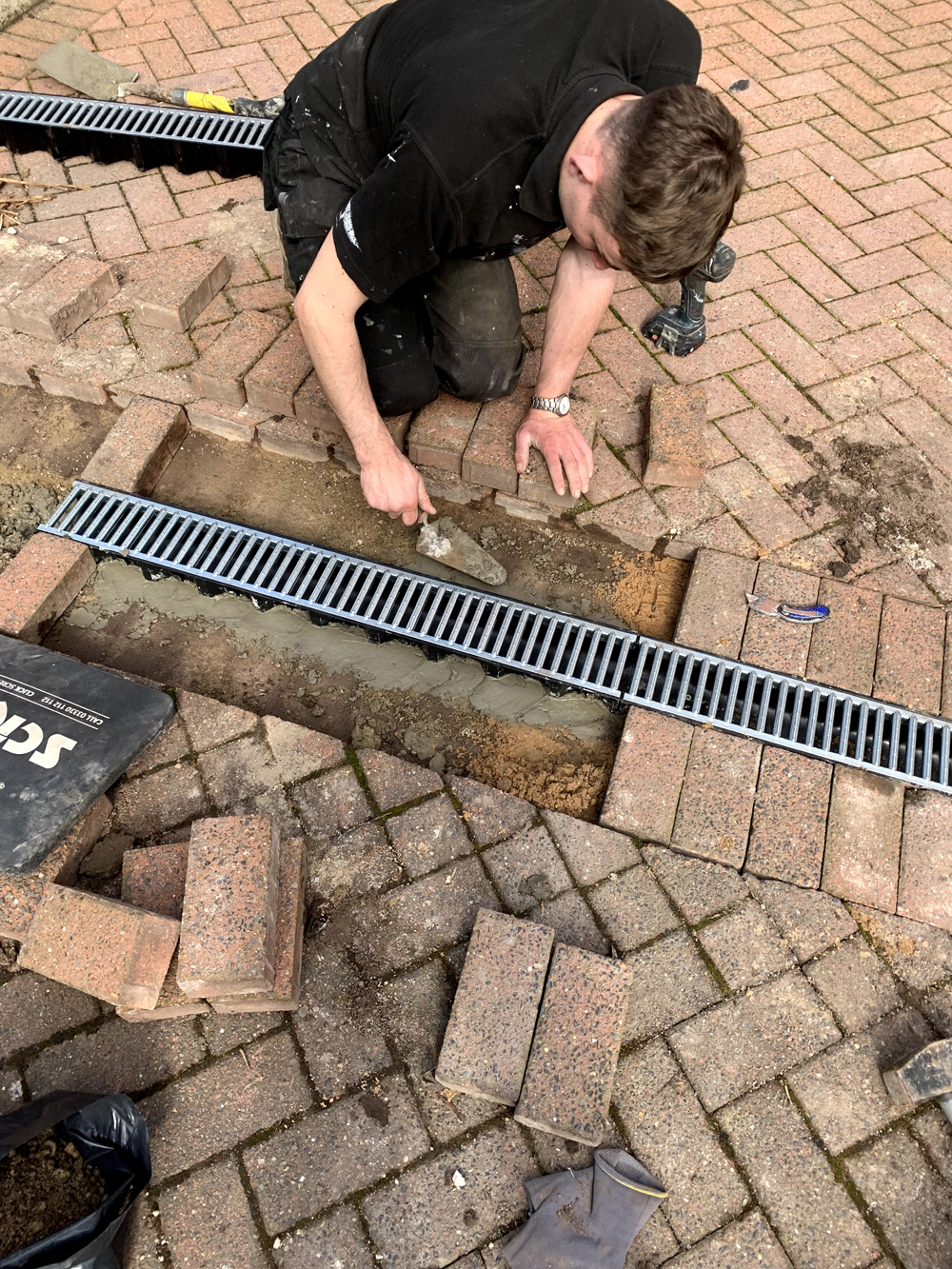 Driveway drain channel installation at an apartment block 2