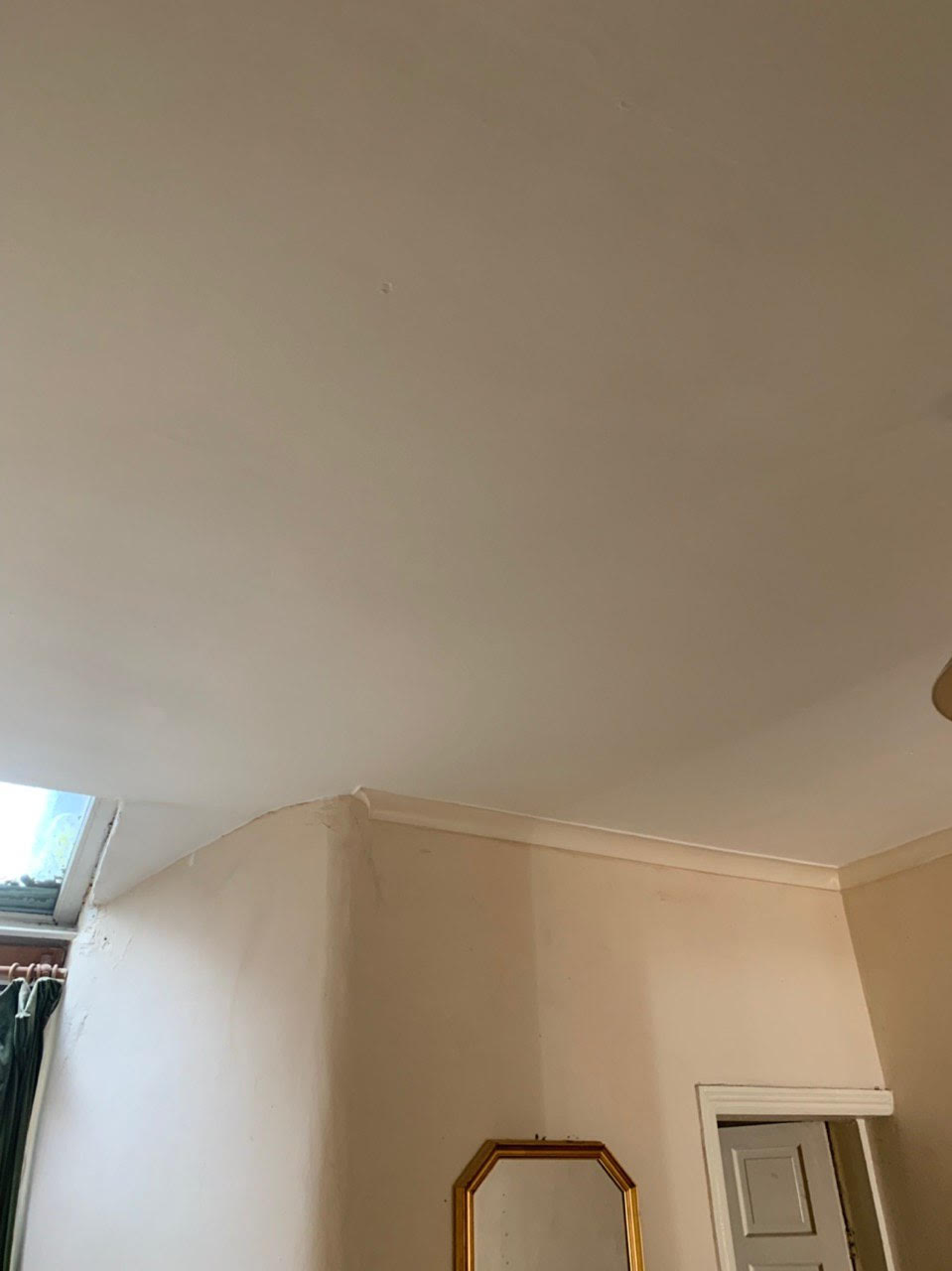 Water damaged ceiling due to a leak