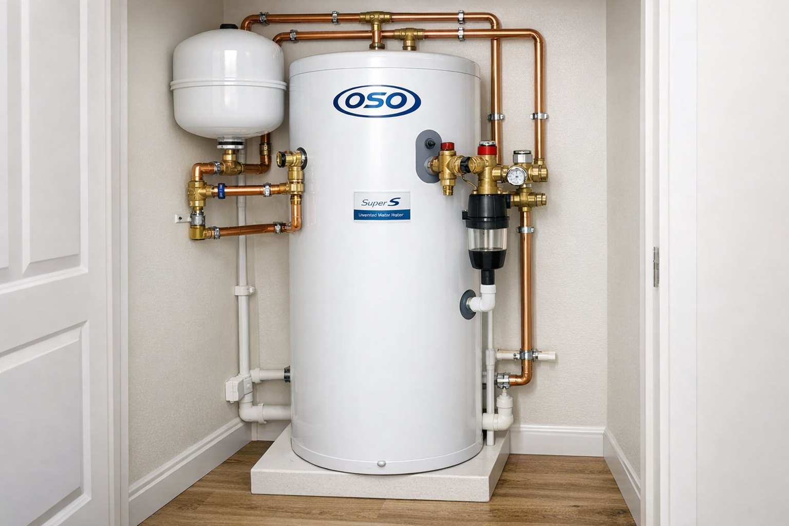 New unvented electric hot water cylinder after replacement by HotFix Manchester