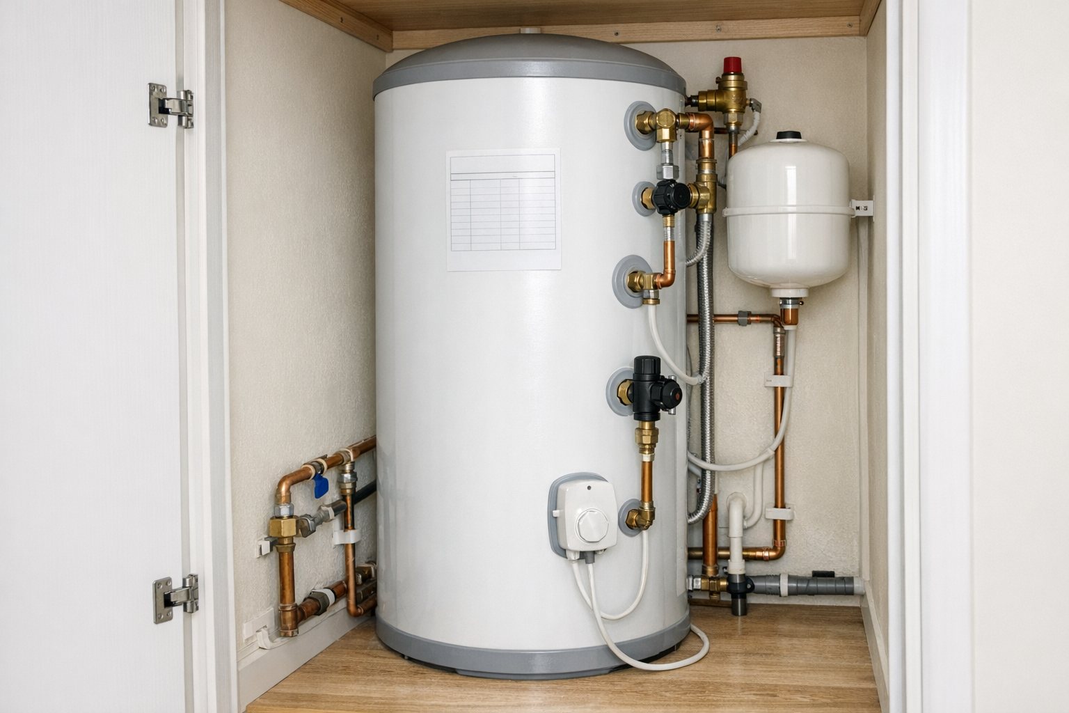 Clean new hot water cylinder after hot water repairs for landlords by HotFix Manchester