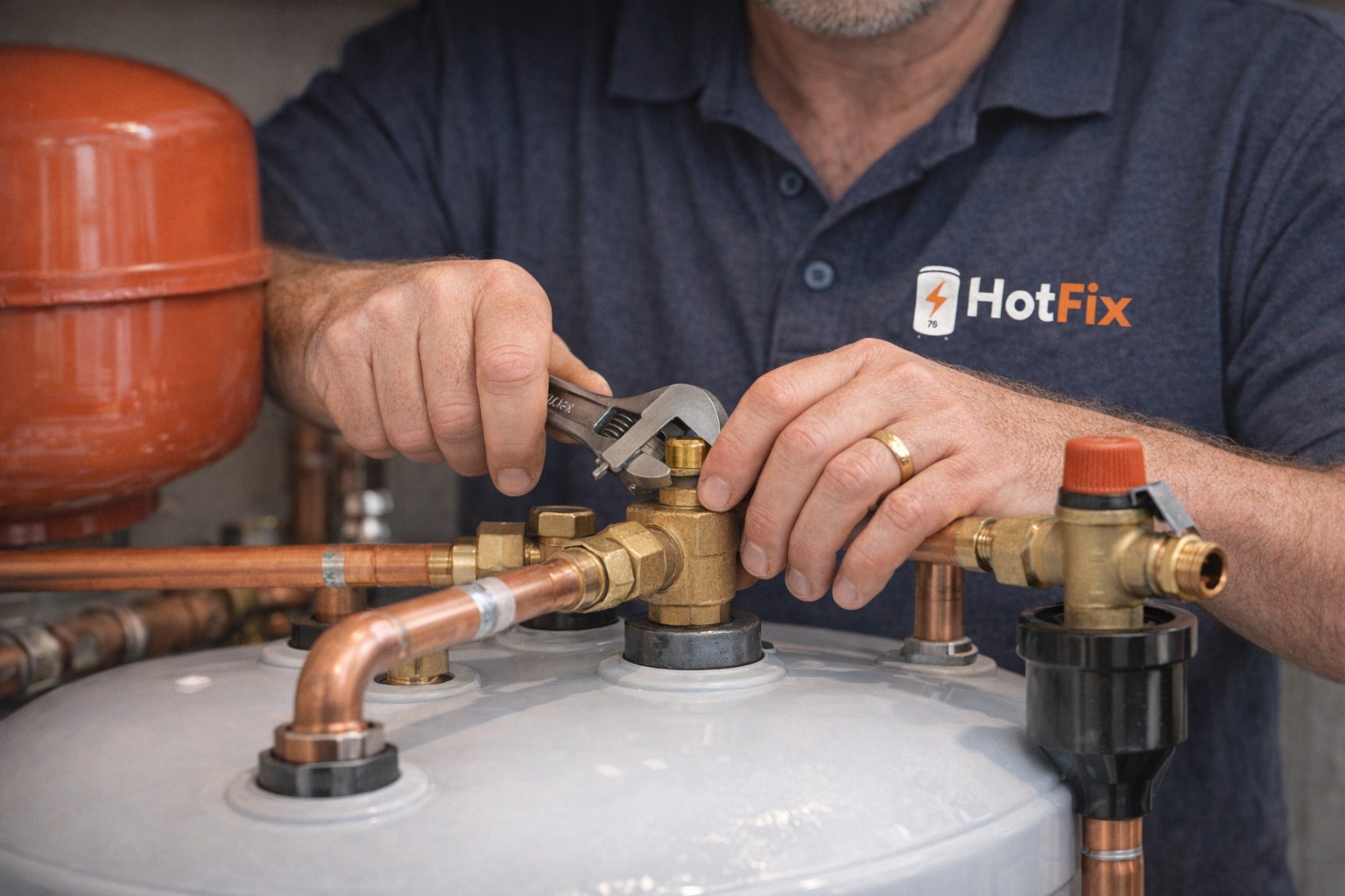 Tidy, certified electric hot water cylinder installation by HotFix in Manchester
